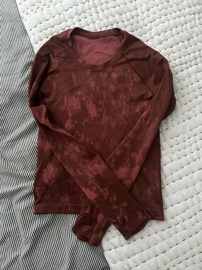 Lululemon Ribbed Long Sleeve Top in Burnt Red